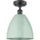 Edison Plymouth Dome 1 Light 9 inch Matte Black Semi-Flush Mount Ceiling Light in Seafoam