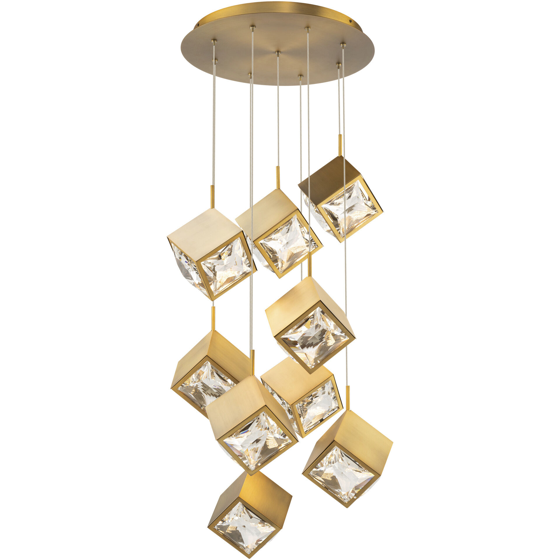 Ice Cube LED 18.75 inch Aged Brass Multi-Light Pendant Ceiling Light, dweLED