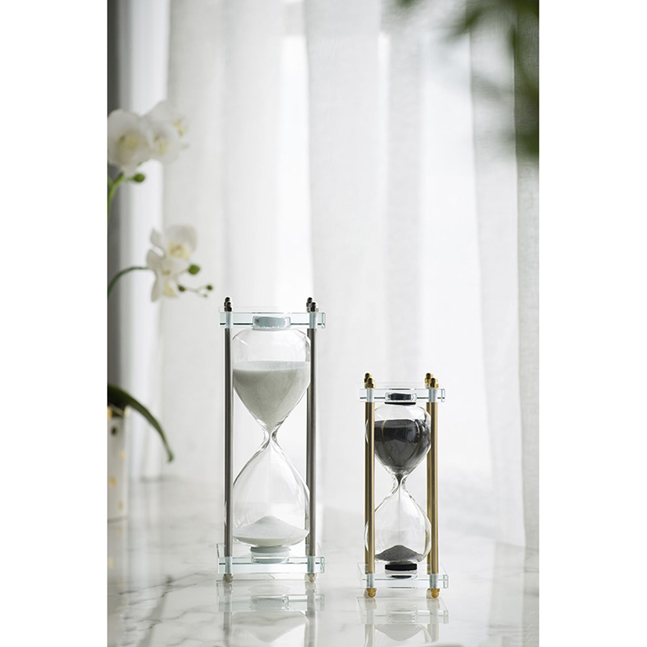 Modern Black and Gold and Clear Hourglass