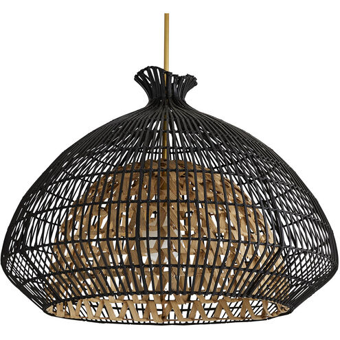 Rimini 1 Light 38 inch Black and Natural Pendant Ceiling Light