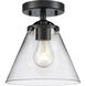 Nouveau Large Cone 1 Light 8 inch Oil Rubbed Bronze Semi-Flush Mount Ceiling Light in Clear Glass, Nouveau