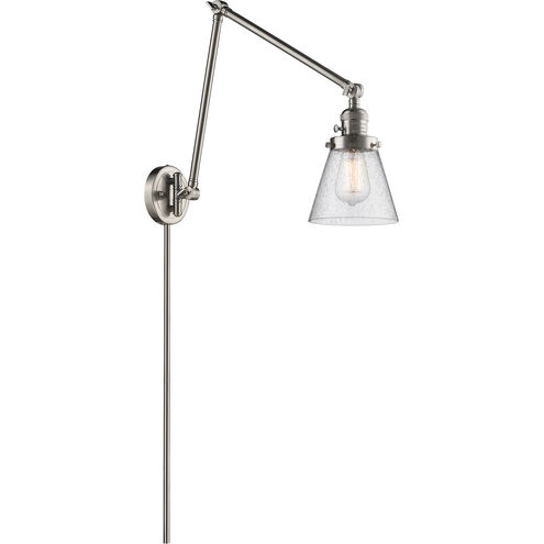 Small Cone 30 inch 3.50 watt Satin Nickel Swing Arm Wall Light, Franklin Restoration