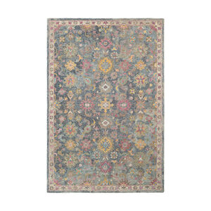 Lester 90 X 60 inch Navy/Light Gray/Charcoal/Teal/Garnet/Rose/Mauve Rugs, Rectangle