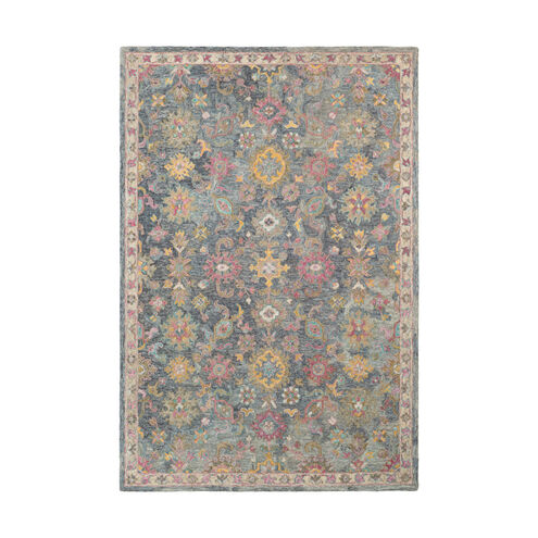 Lester 90 X 60 inch Navy/Light Gray/Charcoal/Teal/Garnet/Rose/Mauve Rugs, Rectangle