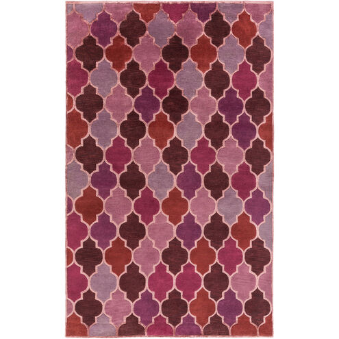 Mugal 96 X 60 inch Mauve, Dark Purple, Burnt Orange Rug