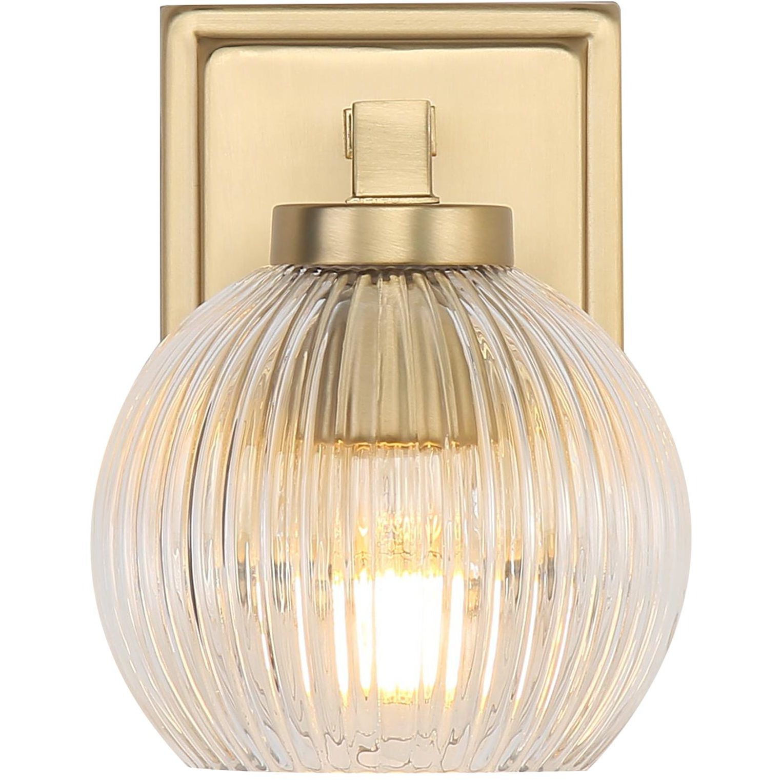 Yep Elliott Vanity Wall Light in Brushed Champagne Brass, Ribbed