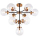 Maru 10 Light 30 inch Aged Gold Brass Chandelier Ceiling Light in Aged Gold Brass and Clear