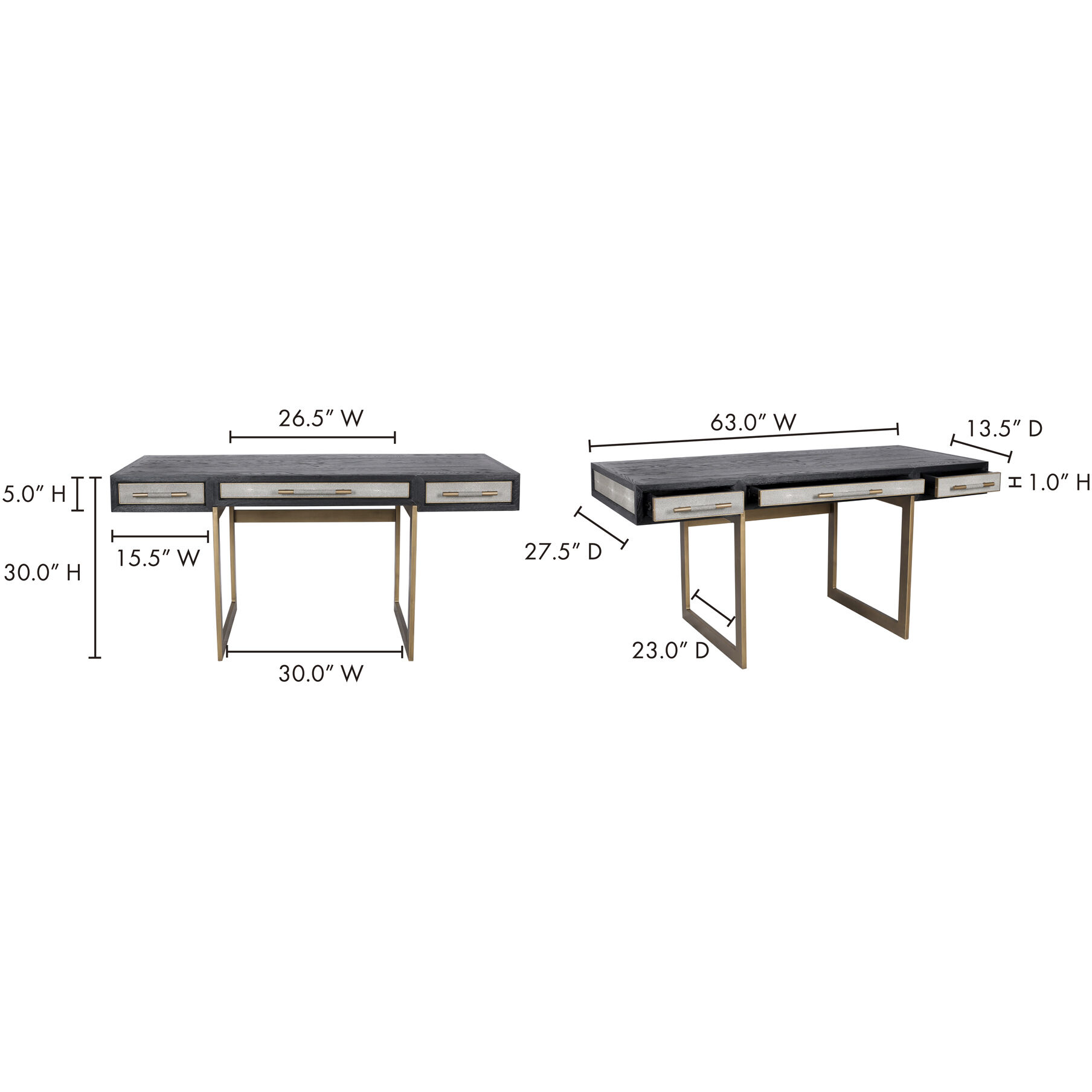 Mako 63 X 28 inch Grey Desk