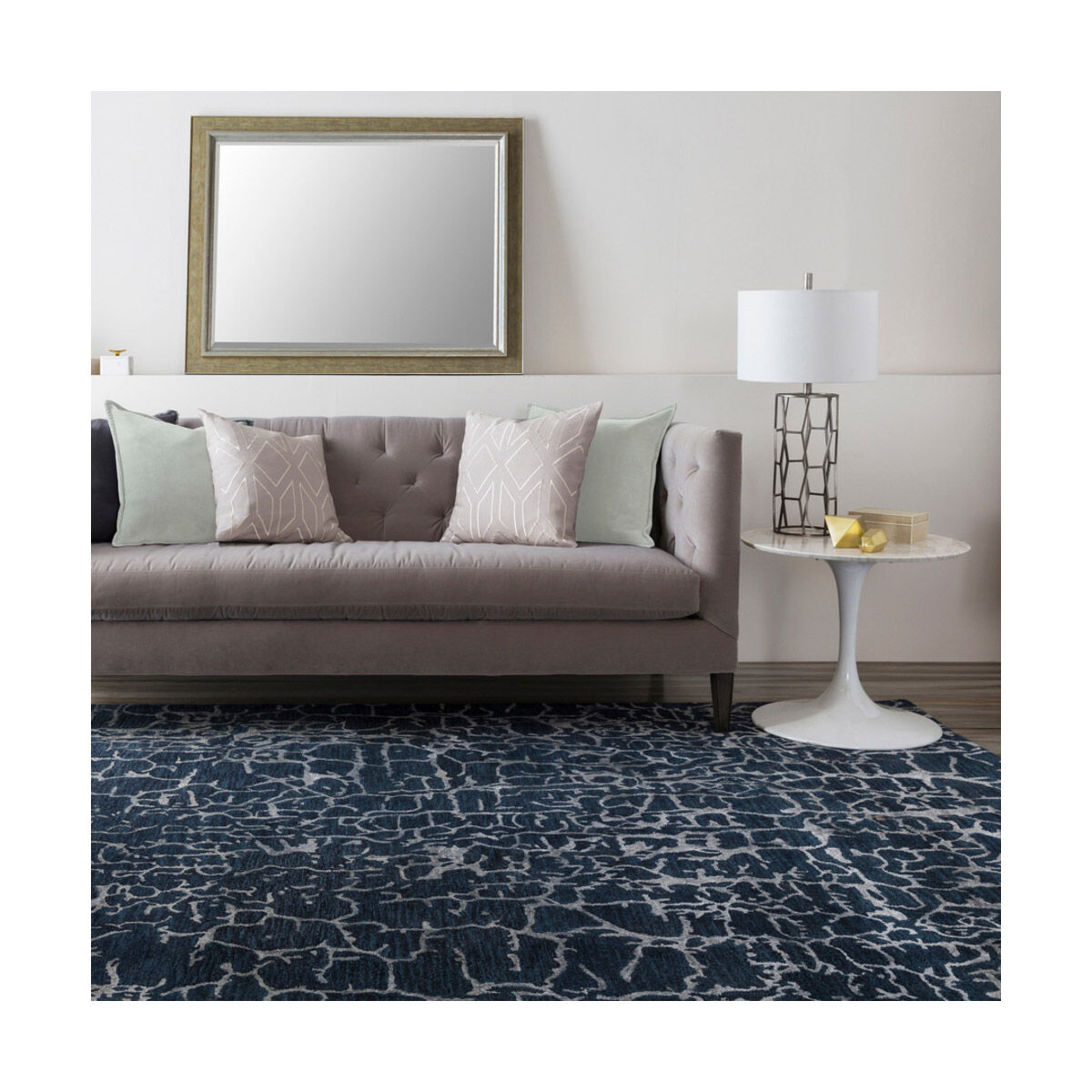 Utica 36 X 24 inch Dark Blue Rug, Rectangle