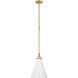 Chapman & Myers Parkington LED 11 inch Antique-Burnished Brass Conical Pendant Ceiling Light in White Glass