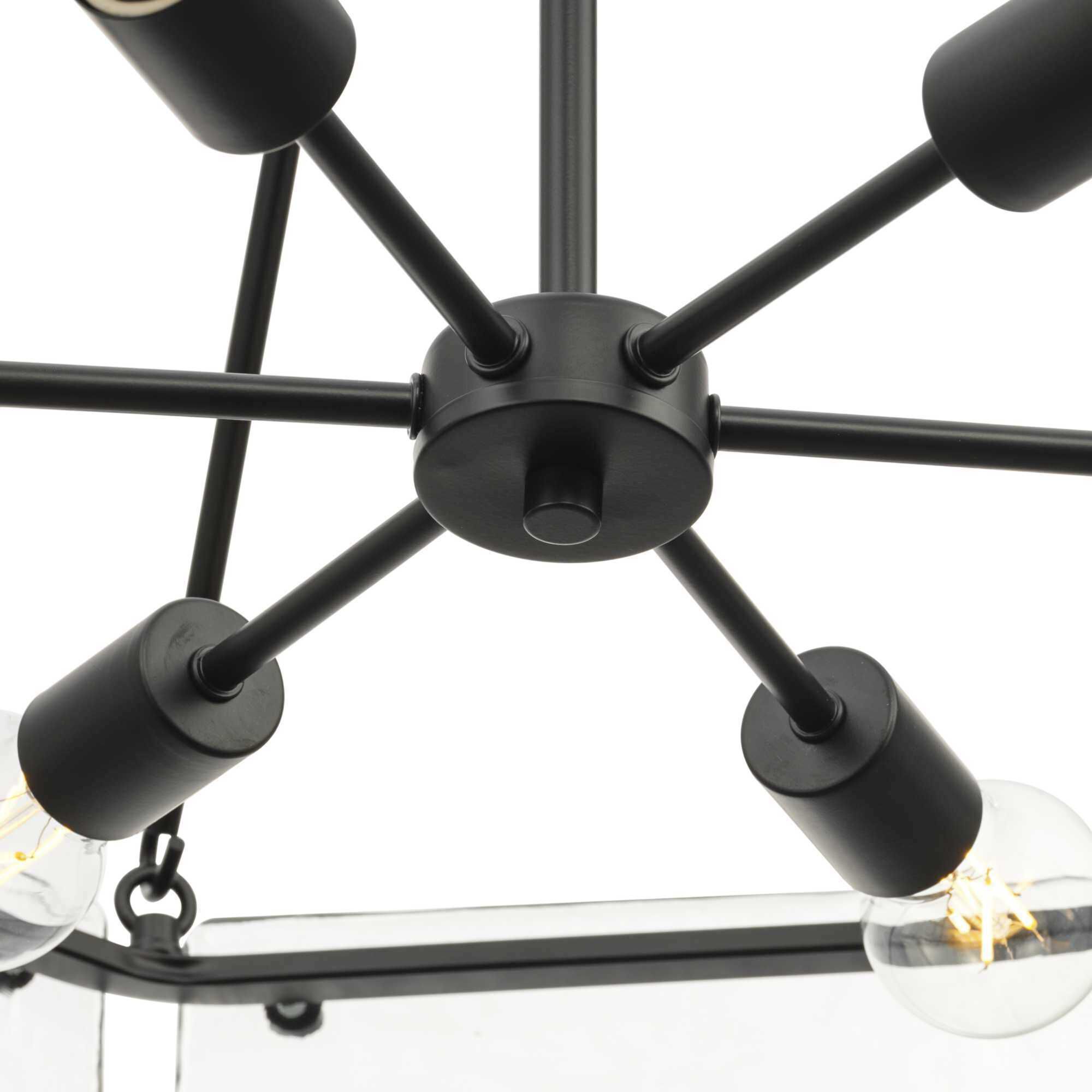 Rivera 6 Light 30 inch Matte Black Chandelier Ceiling Light, Design Series