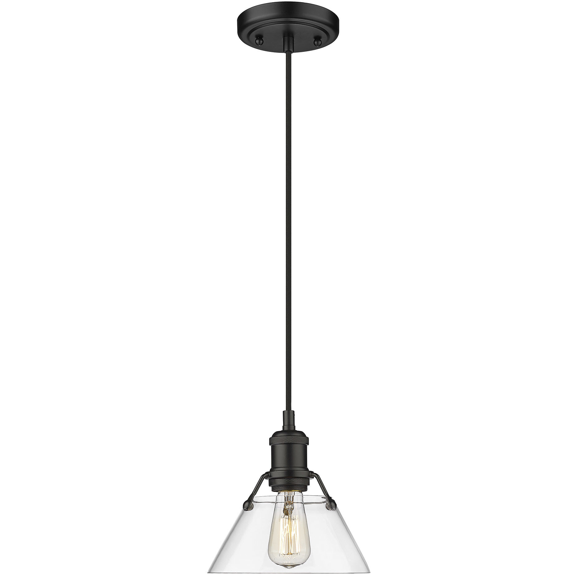 Yep Orwell Pendant Ceiling Light in Matte Black, Clear Glass