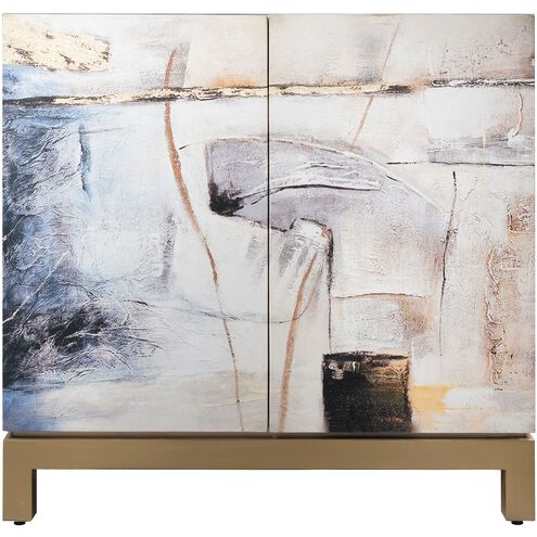 Gianas Designer White with Multicolor and Champagne Gold Cabinet