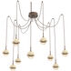 Cabochon LED 14.1 inch Burnished Bronze with Travertine Stone Swag Multi-Pendant Ceiling Light in 3000K LED, Amber