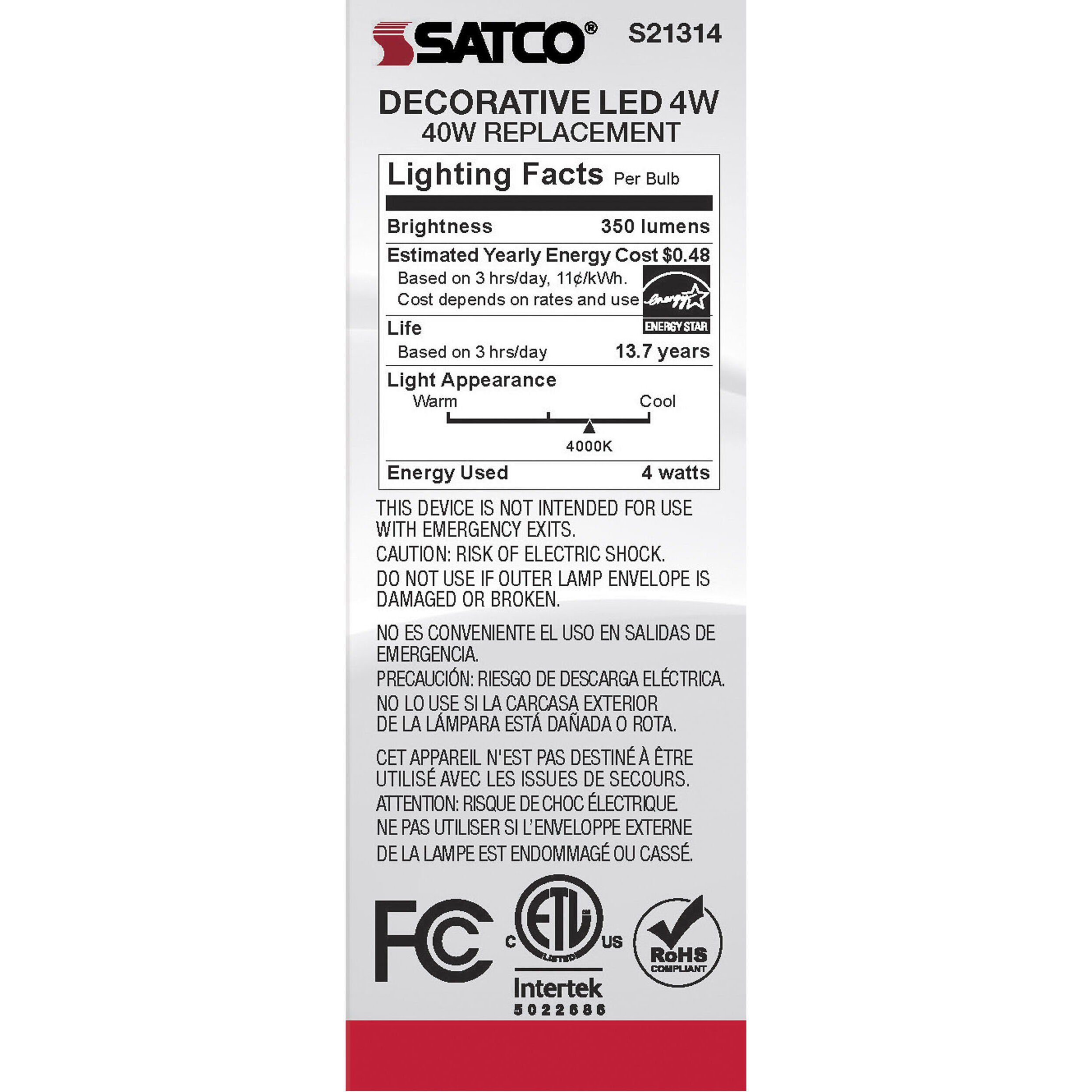 Lumos LED Medium Medium 4.00 watt 4000K LED Filament