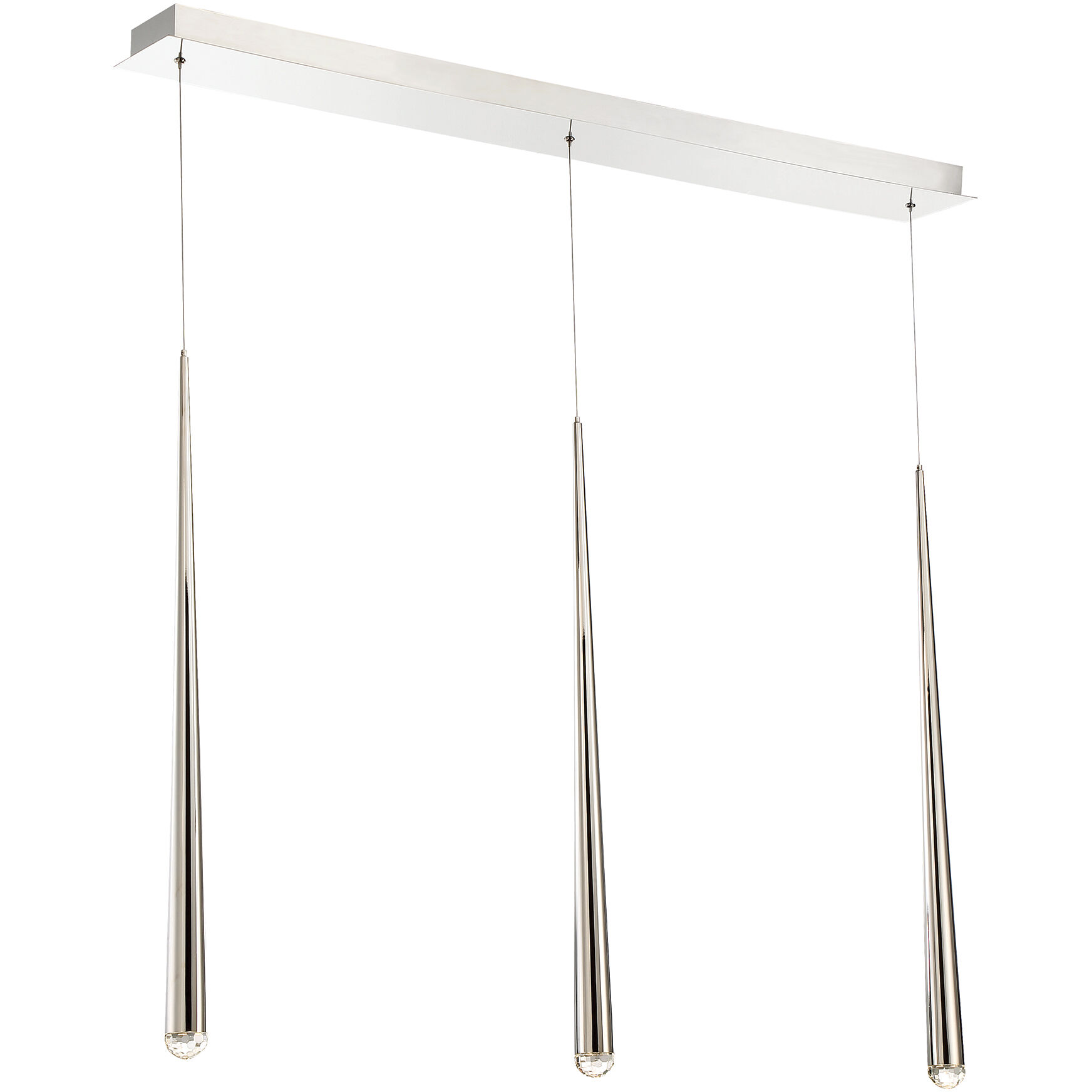 Cascade LED 5.5 inch Polished Nickel Multi-Light Pendant Ceiling Light in 3, Linear, 28in.
