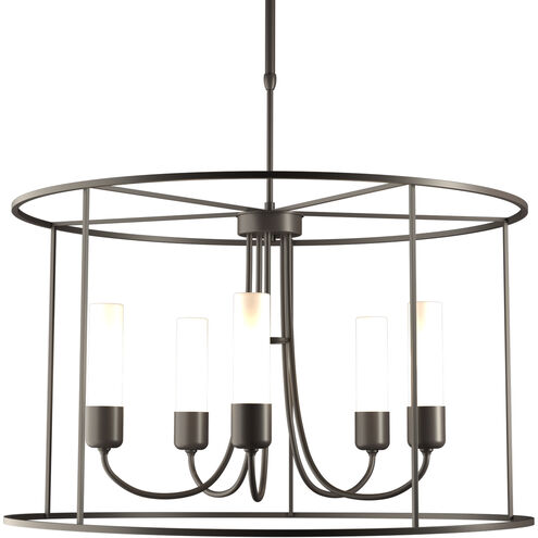 Portico 5 Light 32 inch Coastal Dark Smoke Outdoor Pendant in Opal, Drum