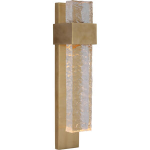 Marie Flanigan Brock LED 3 inch Soft Brass and Clear Wavy Glass Sconce Wall Light, Medium
