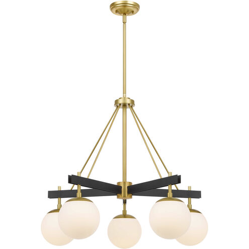 Allie 5 Light 28 inch Black/Satin Brass Chandelier Ceiling Light