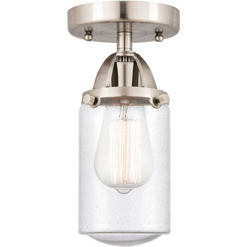 Nouveau 2 Dover 1 Light 5 inch Brushed Satin Nickel Semi-Flush Mount Ceiling Light in Seedy Glass