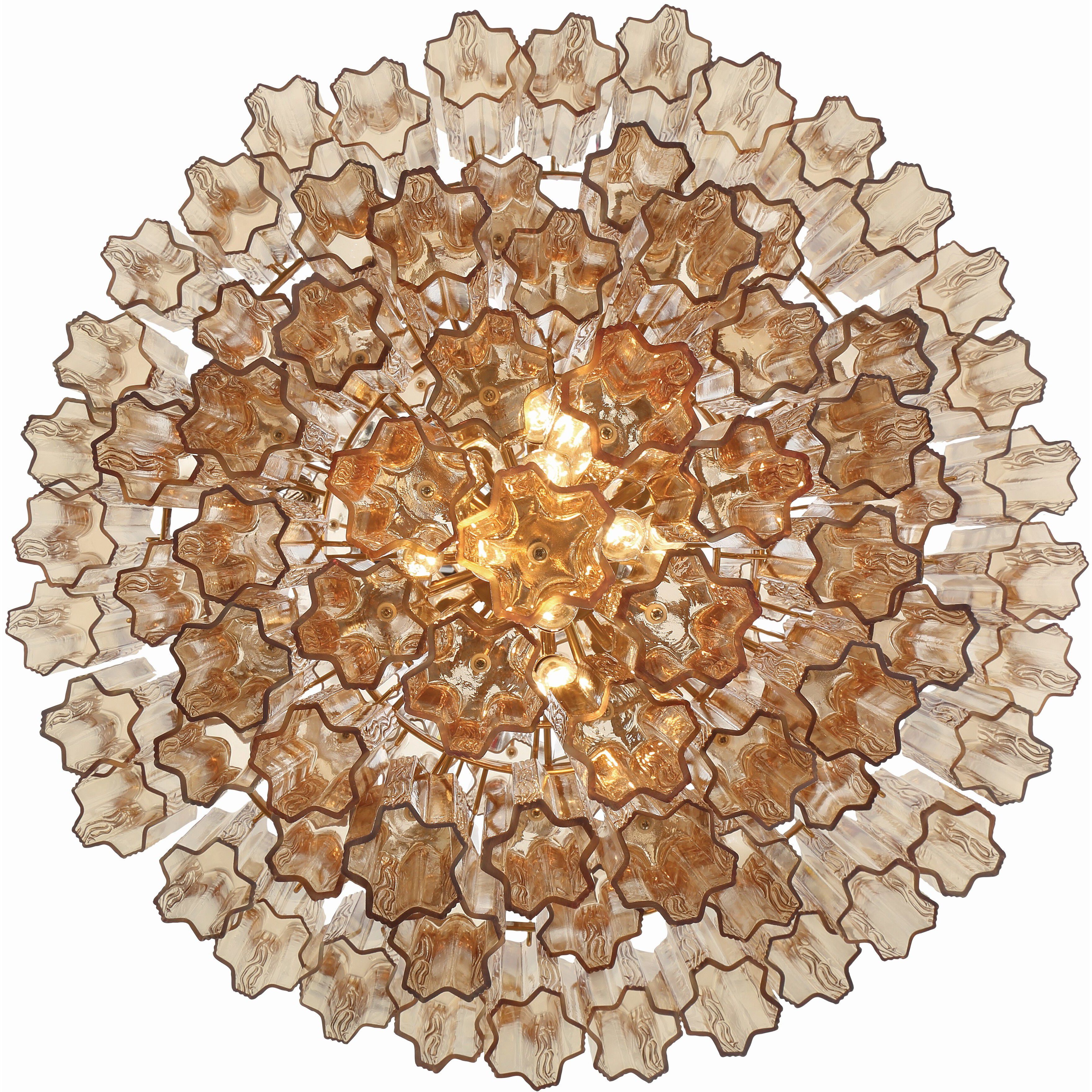 Addis 20 Light 31.5 inch Aged Brass Chandelier Ceiling Light in Amber