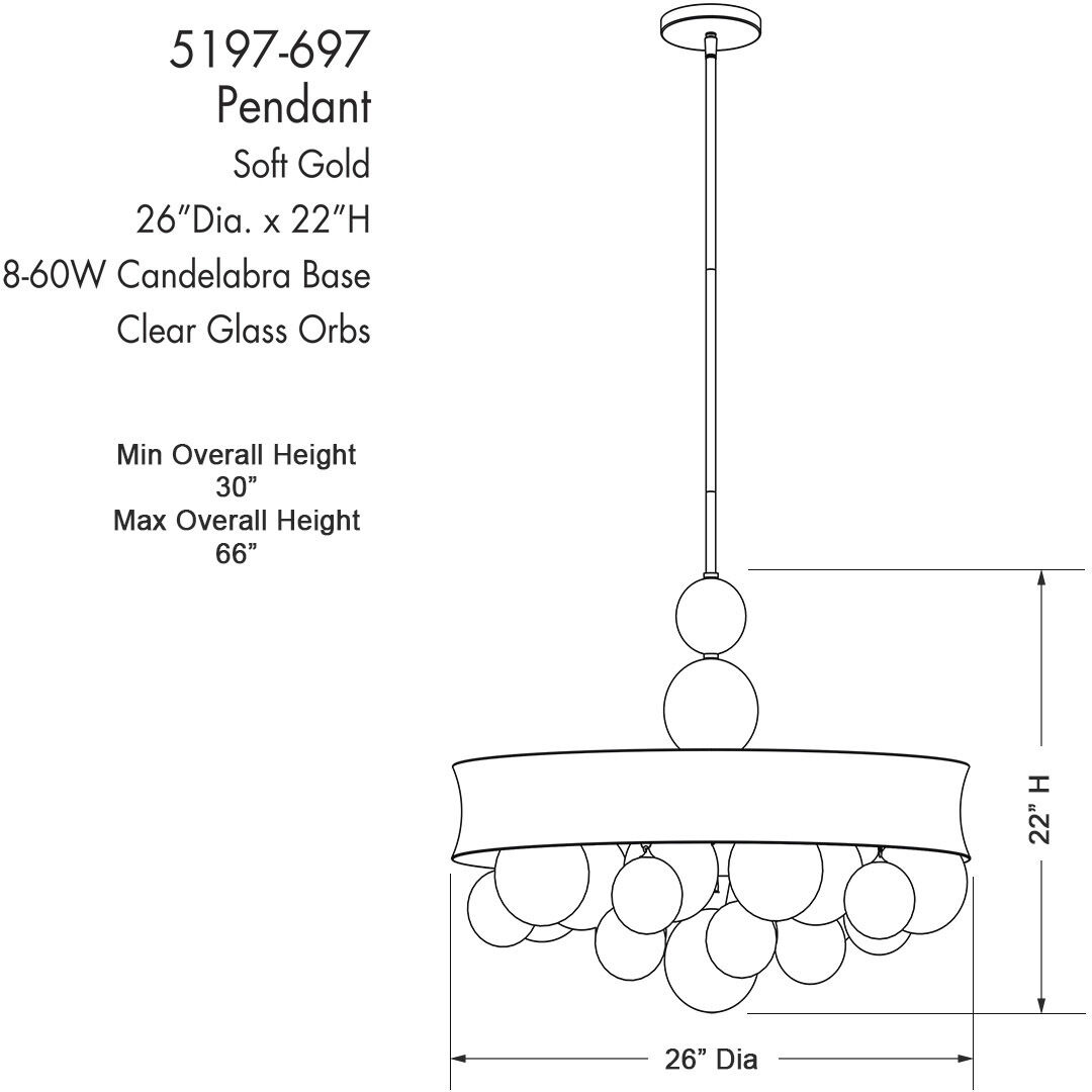 Verdi Square 8 Light 26 inch Soft Gold With Gold Leaf Convertible Pendant Ceiling Light