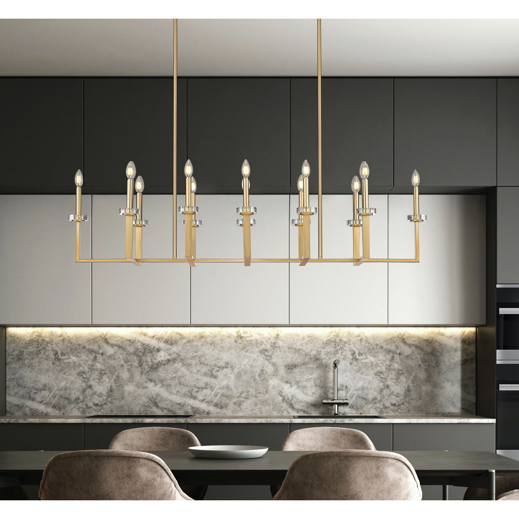 Gaultier 12 Light 56.75 inch Mondern Gold Linear Chandelier Ceiling Light in Modern Gold