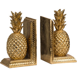 Pineapple 9.8 X 4.1 inch Gold Book Ends, Set of 2