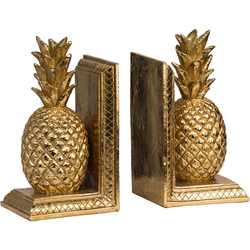 Pineapple 10 X 4 inch Gold Book Ends, Set of 2