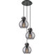 Newton Sphere 3 Light 15.5 inch Matte Black Multi Pendant Ceiling Light in Light Smoke Glass