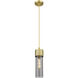 Downtown Urban Bolivar 1 Light 4.75 inch Brushed Brass Pendant Ceiling Light in Light Smoke Glass