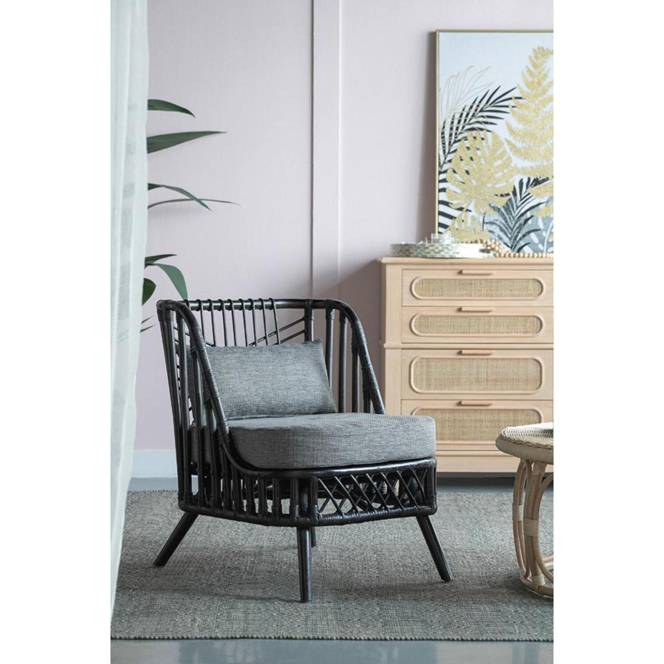 Pagar Natural and Grey Chair, With Cushion