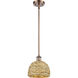 Woven Rattan 1 Light 8 inch Antique Copper Pendant Ceiling Light