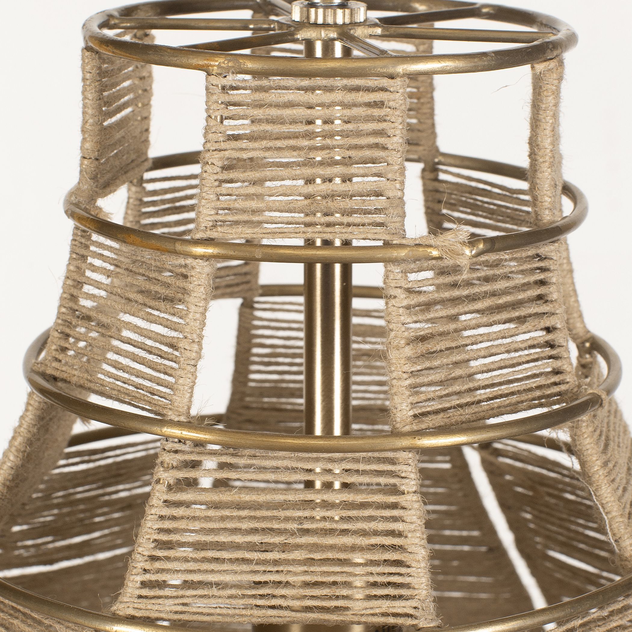 Hestia 1 Light 16 inch Natural Beige Rope and Antique Brass Pendant Ceiling Light