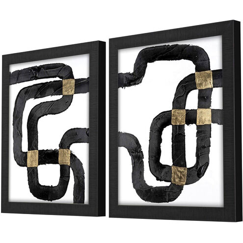 Metro Path Black and Metallic and White Framed Art