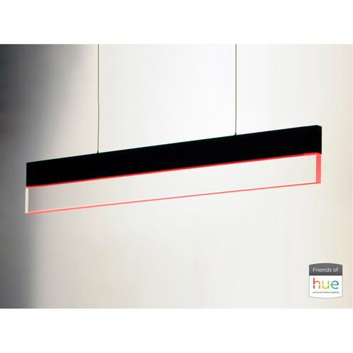 iBar LED 41.75 inch Brushed Black Linear Pendant Ceiling Light in Brushed Aluminum and Polished Chrome