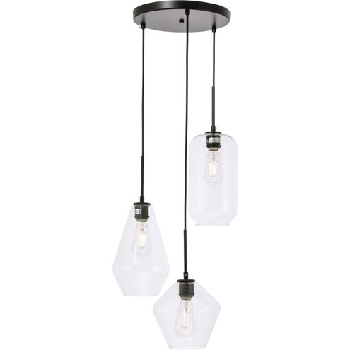 Gene 3 Light 17 inch Black Pendant Ceiling Light
