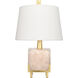 Bijou 17 inch 60.00 watt Pink Quartz & Gold Leaf Table Lamp Portable Light