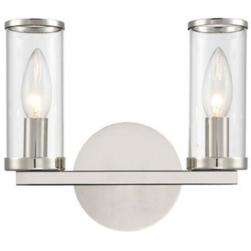 Revolve 2 Light 13.38 inch Clear Glass and Polished Nickel Bath Vanity Wall Light