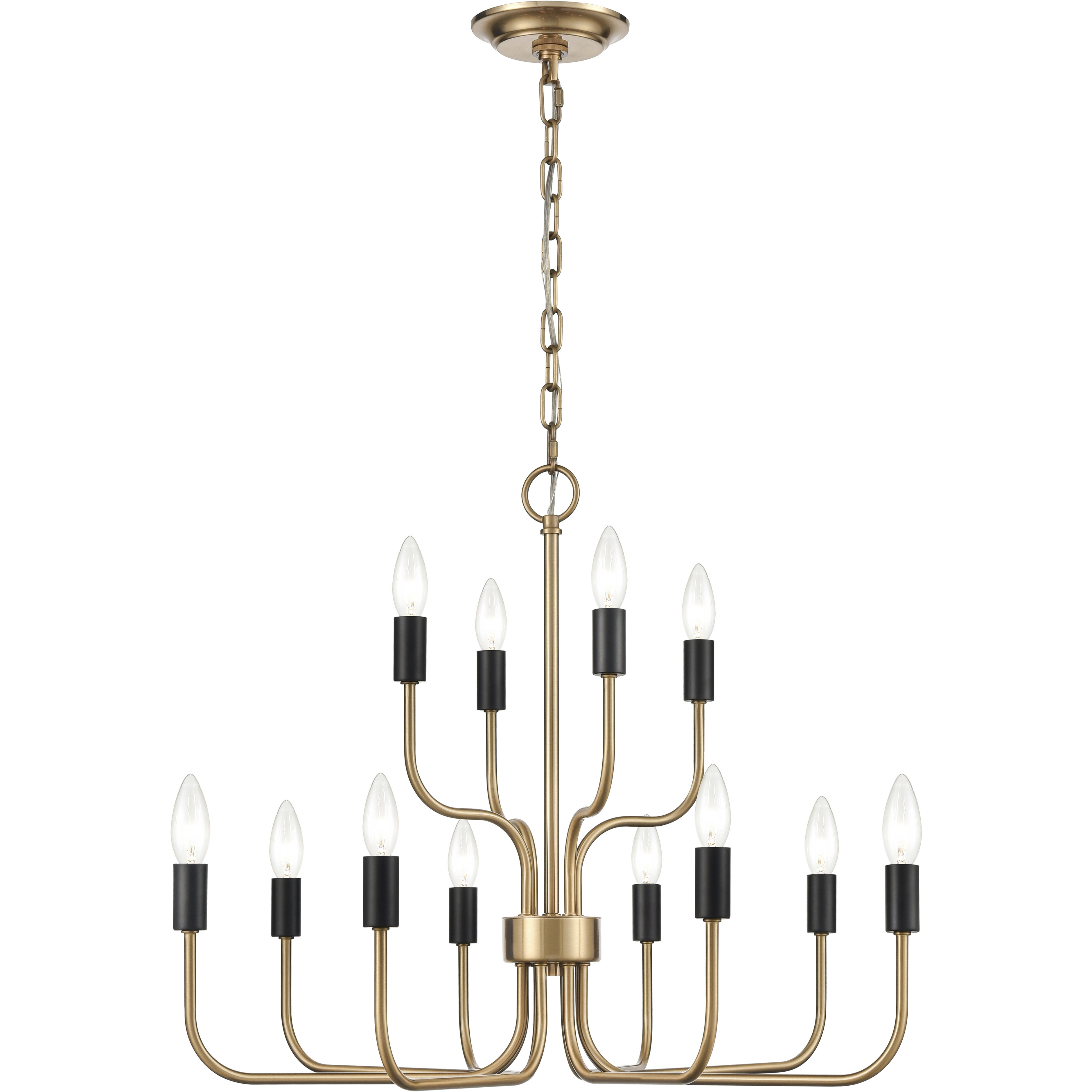 Epping Avenue 12 Light 24 inch Aged Brass with Matte Black Chandelier Ceiling Light