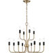 Epping Avenue 12 Light 24 inch Aged Brass with Matte Black Chandelier Ceiling Light