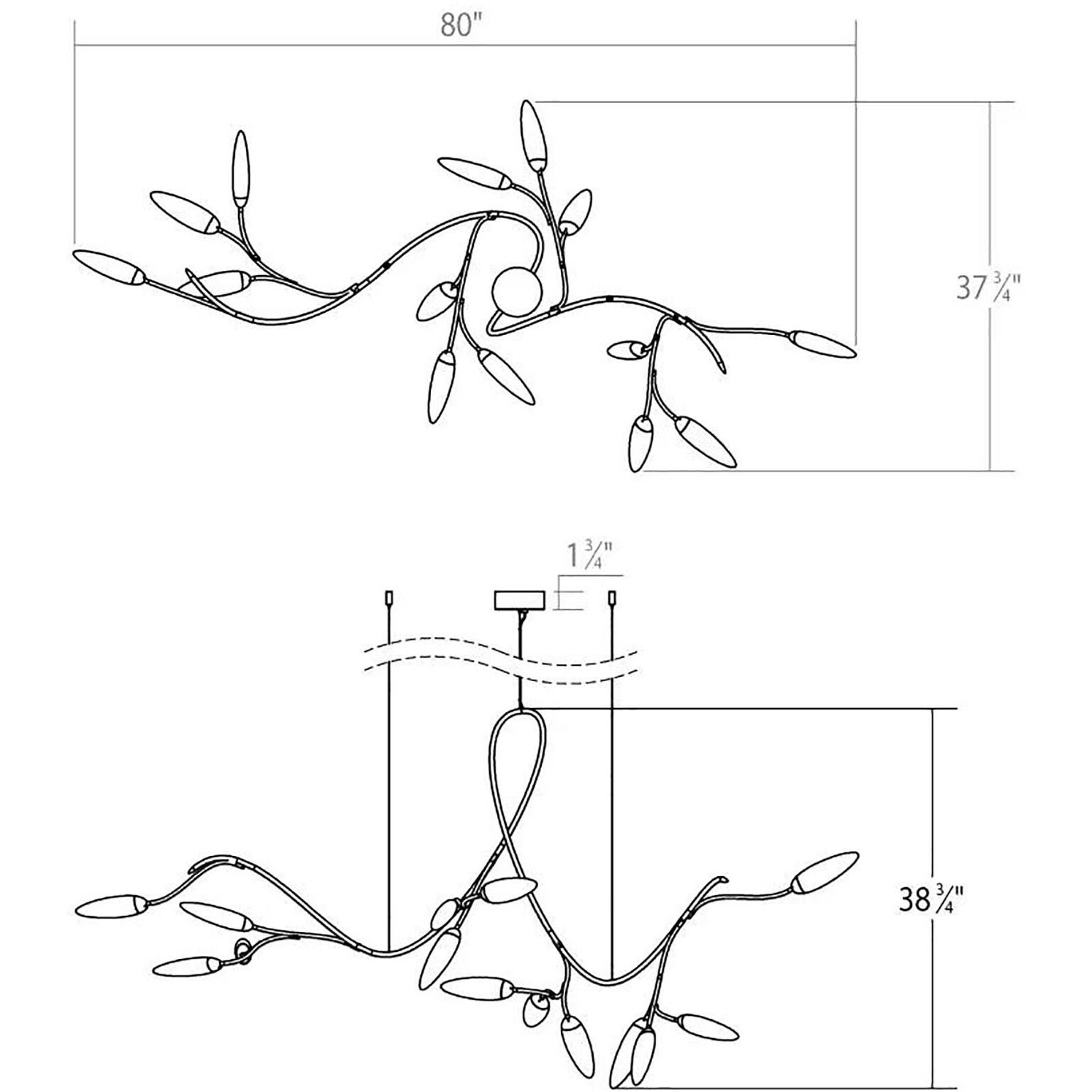 Vines LED 80 inch Coffee Bronze Chandelier Ceiling Light