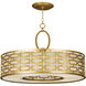 Allegretto 5 Light 40 inch Gold Leaf Pendant Ceiling Light in Champagne Fabric
