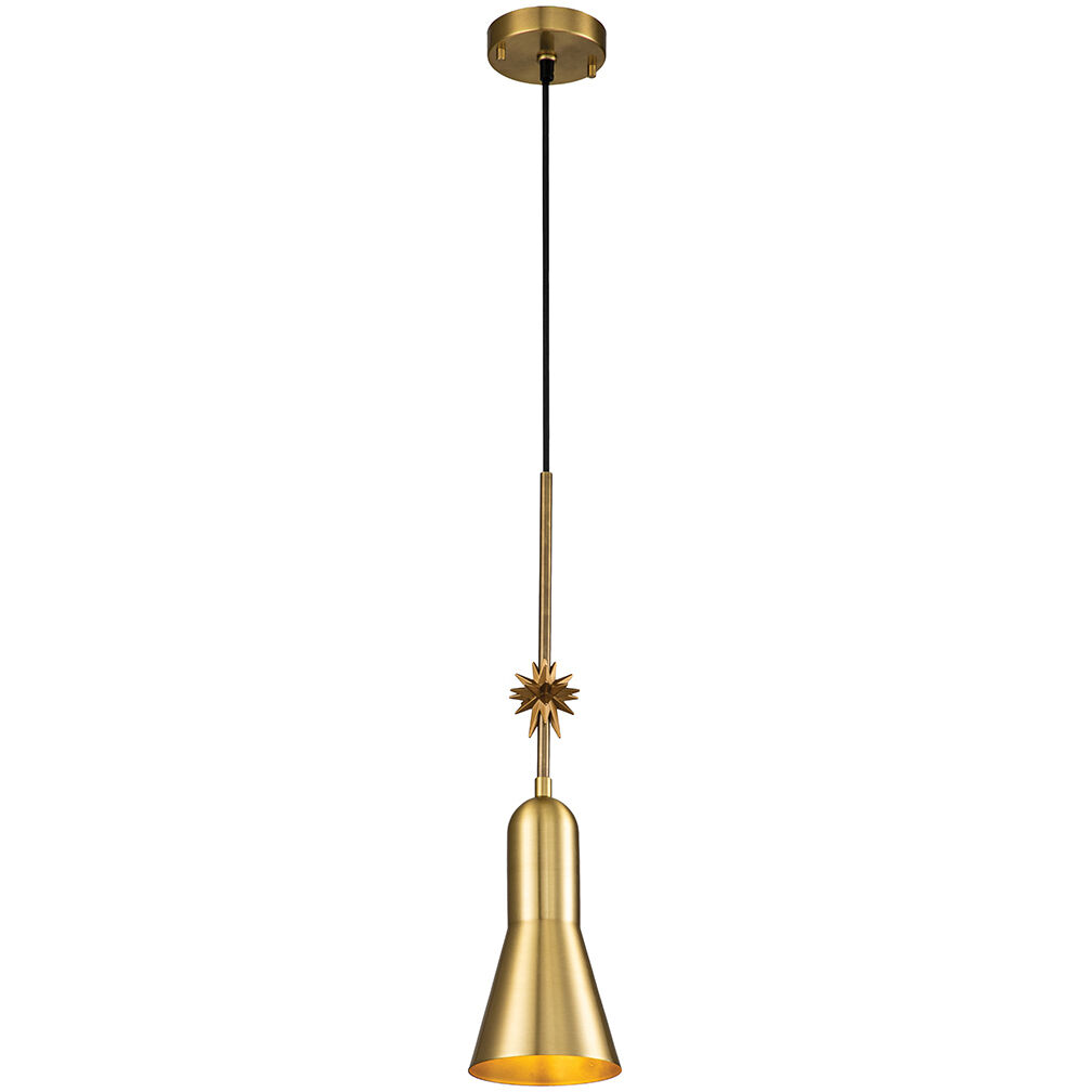 Etoile 1 Light 5.25 inch Aged Brass Pendant Ceiling Light
