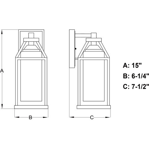 Napier LED 15 inch Forged Black and Rustic Elm Outdoor Wall