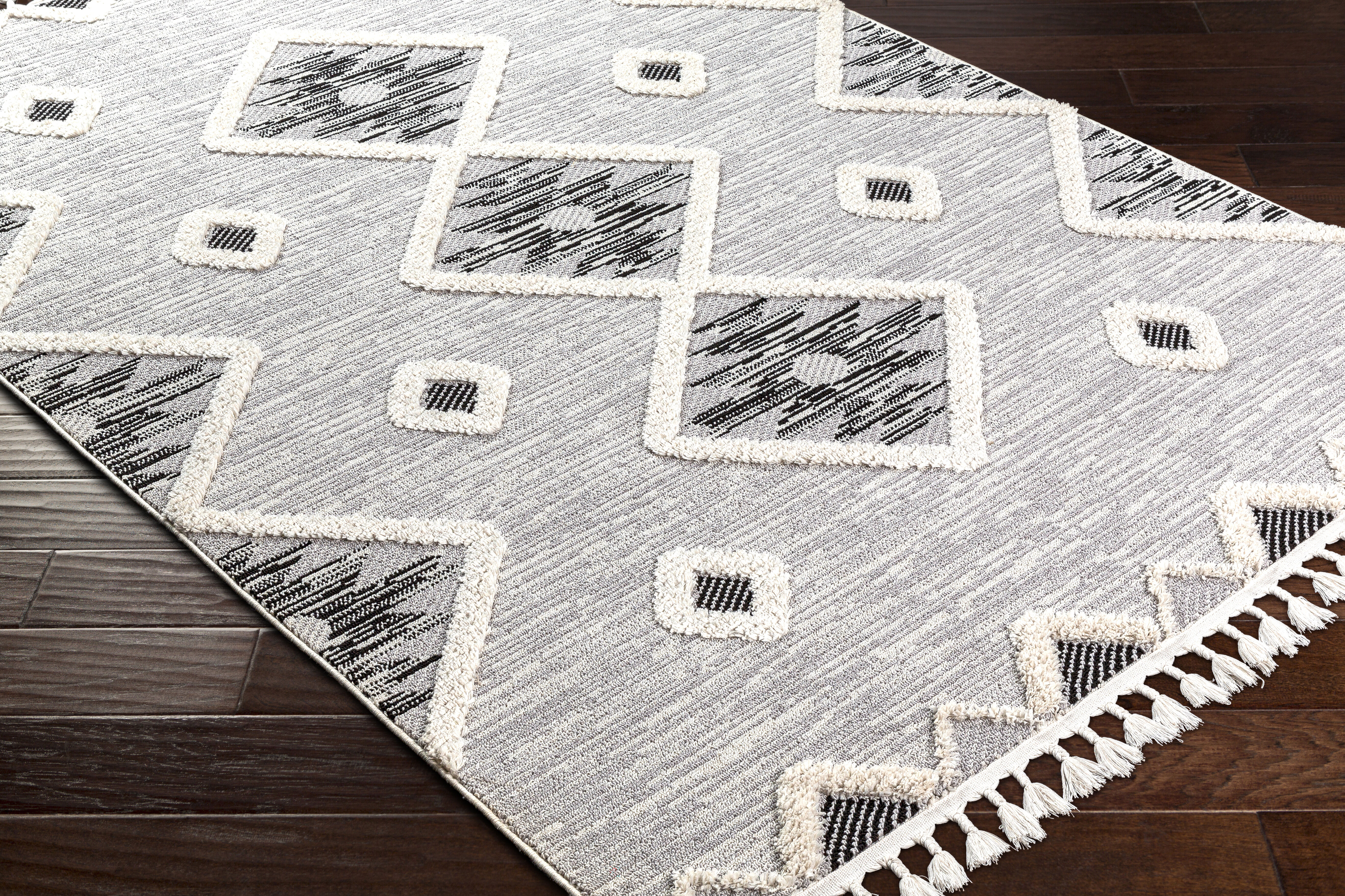 Azilal 84 X 63 inch Light Grey Rug, Rectangle