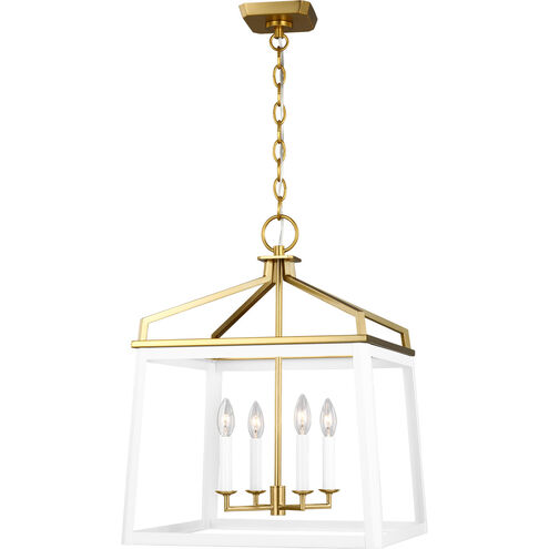 C&M by Chapman & Myers Carlow 4 Light 18 inch Matte White Chandelier Ceiling Light in Matte White / Burnished Brass
