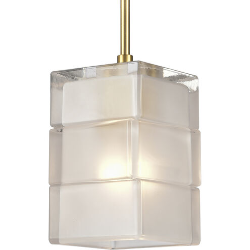 Ice Blocks 1 Light 6 inch Satin Brass Mini Pendant Ceiling Light