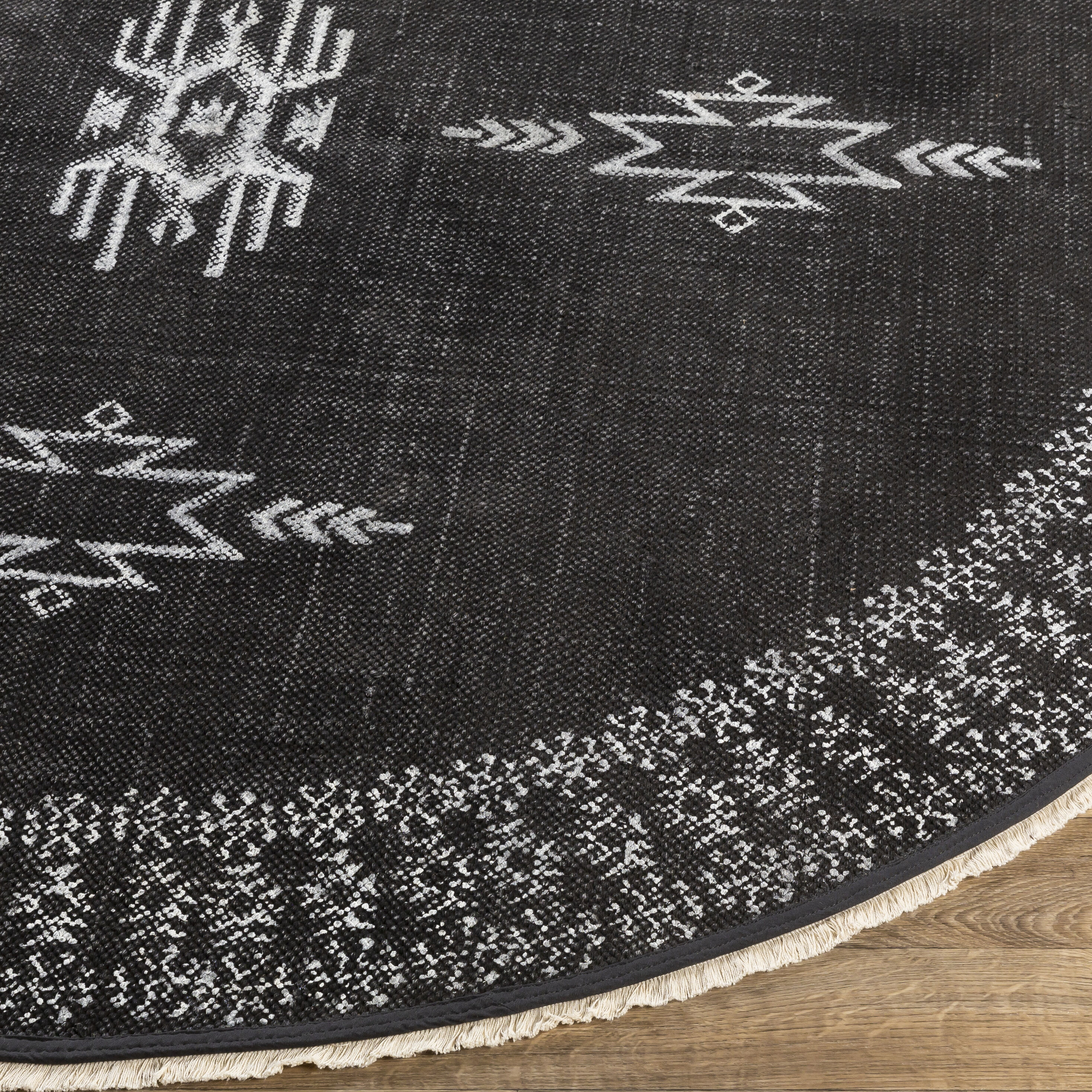 Rajasthan 72 X 72 inch Black Rug in 6 Ft Round, Round