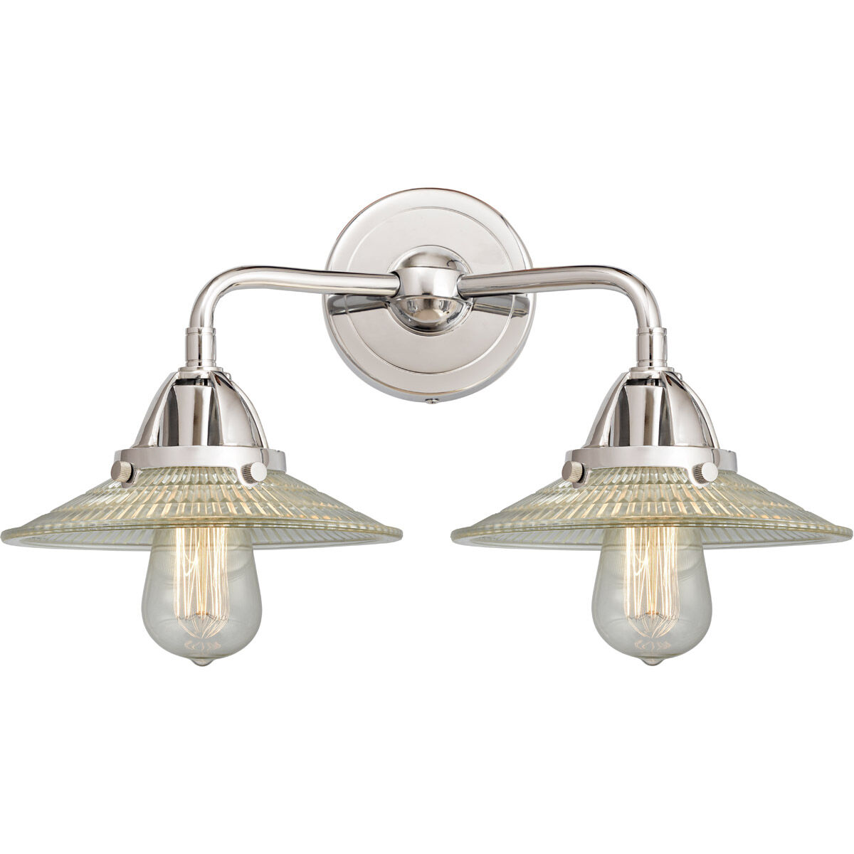 Nouveau 2 Halophane LED 17 inch Polished Chrome Bath Vanity Light Wall Light in Clear Halophane Glass